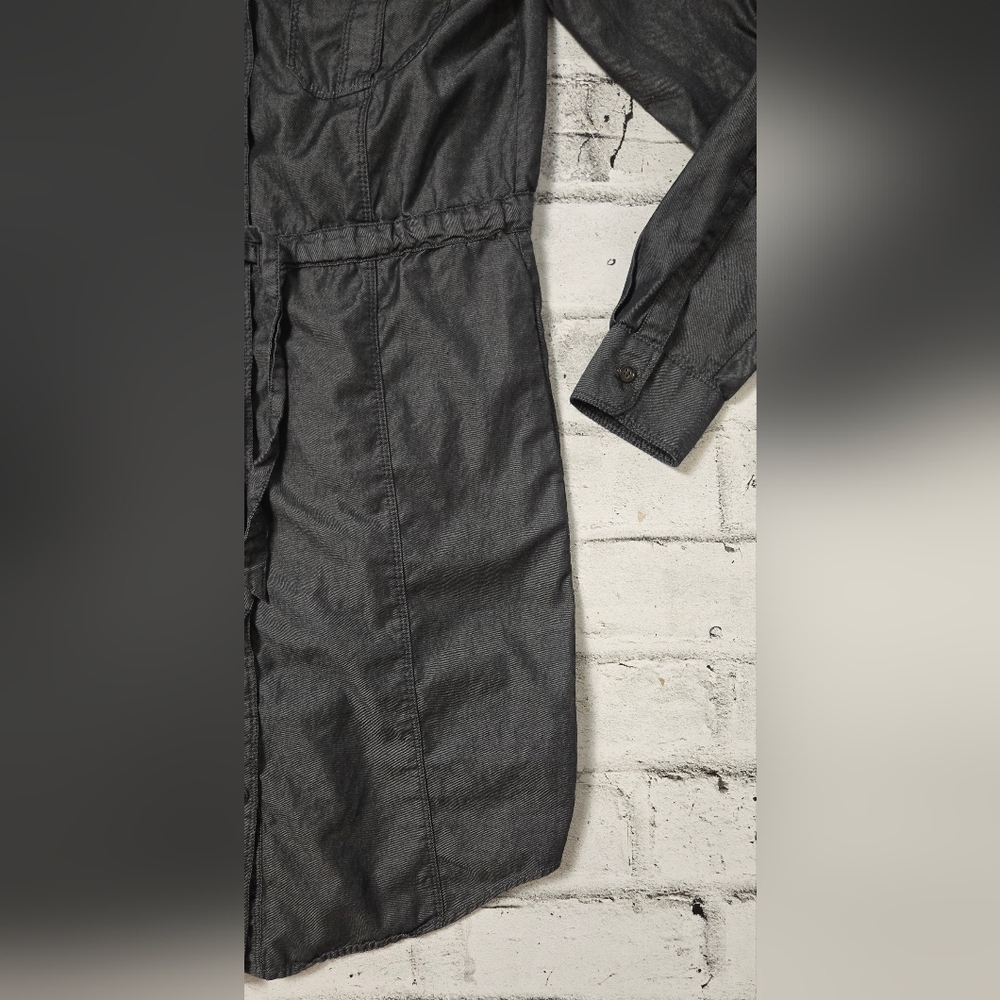 GAP Charcoal Shirt Dress Button Down Tie Waist XS - Picture 9 of 12